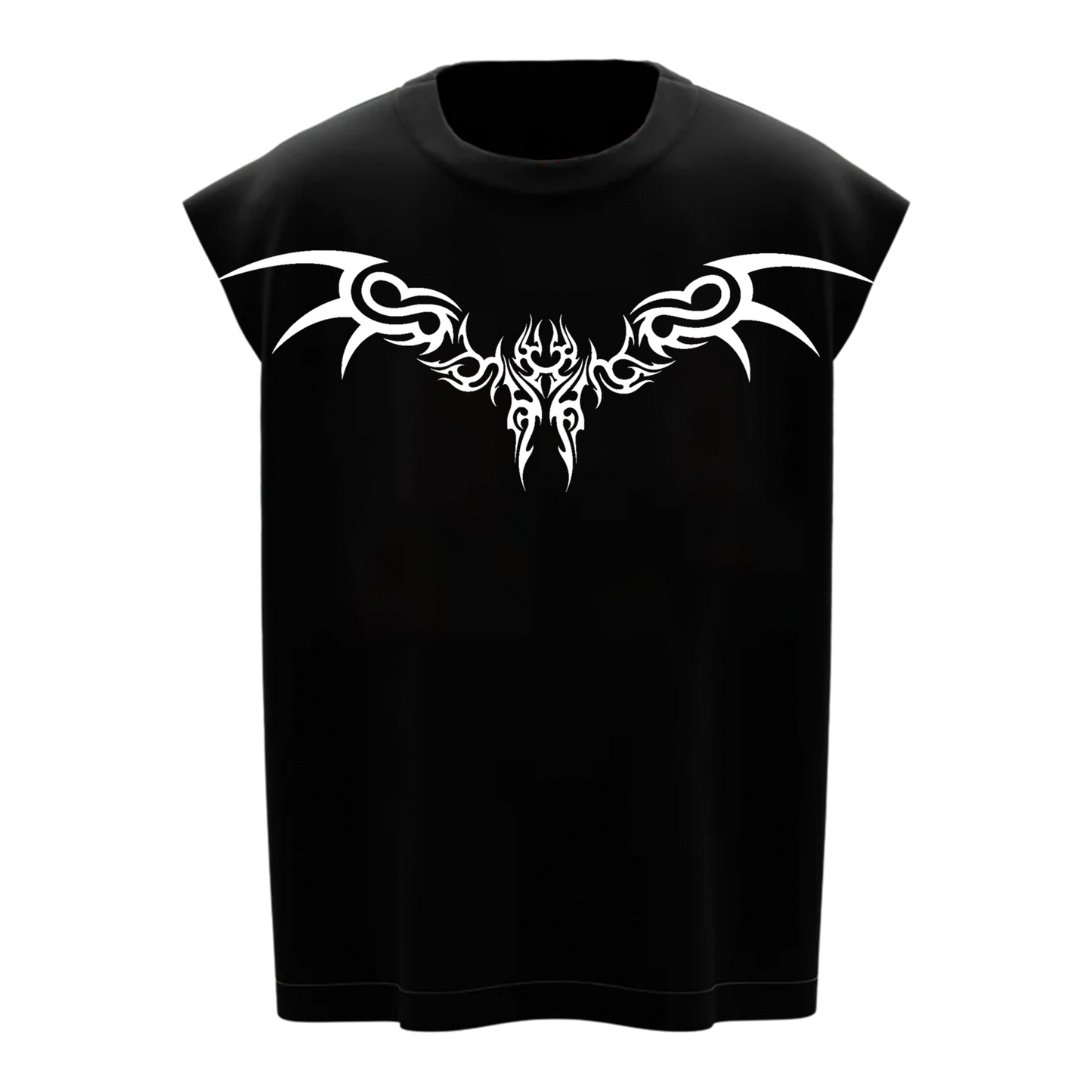 Men's Black Tribal Crest Gymvest – Chest Graphic Design