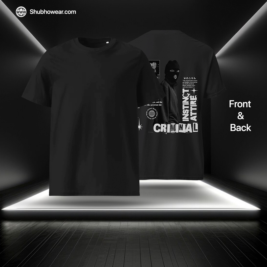 Criminal Instinct Streetwear Tee – Edgy Graphic Back Print Shirt