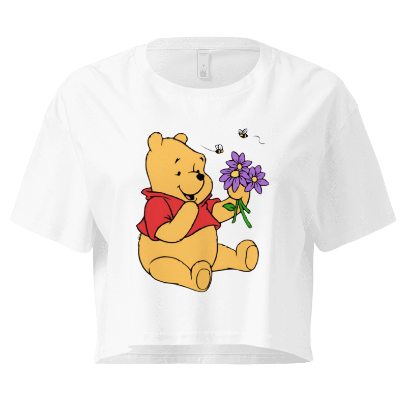 Winnie the Pooh Floral Crop Top– Cute Cartoon Graphic Crop Top