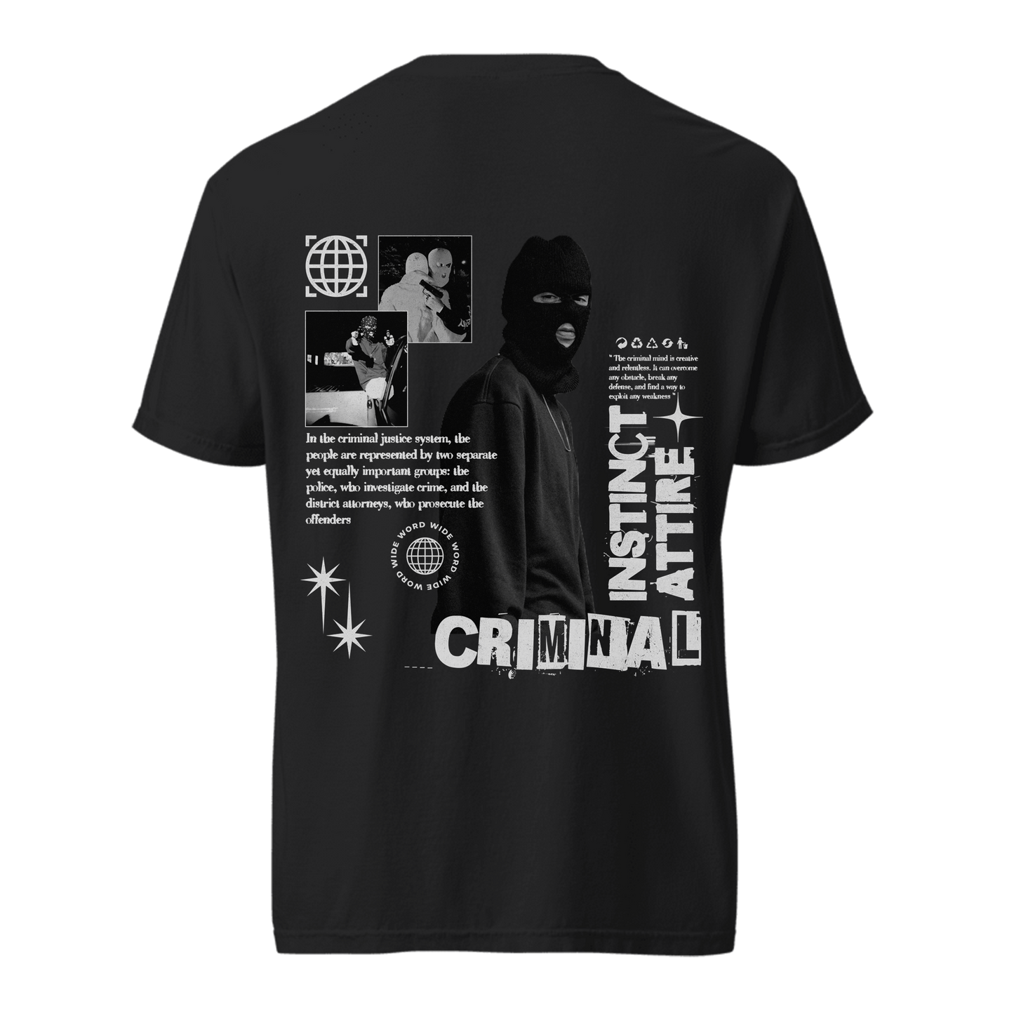 Criminal Instinct Streetwear Tee – Edgy Graphic Back Print Shirt