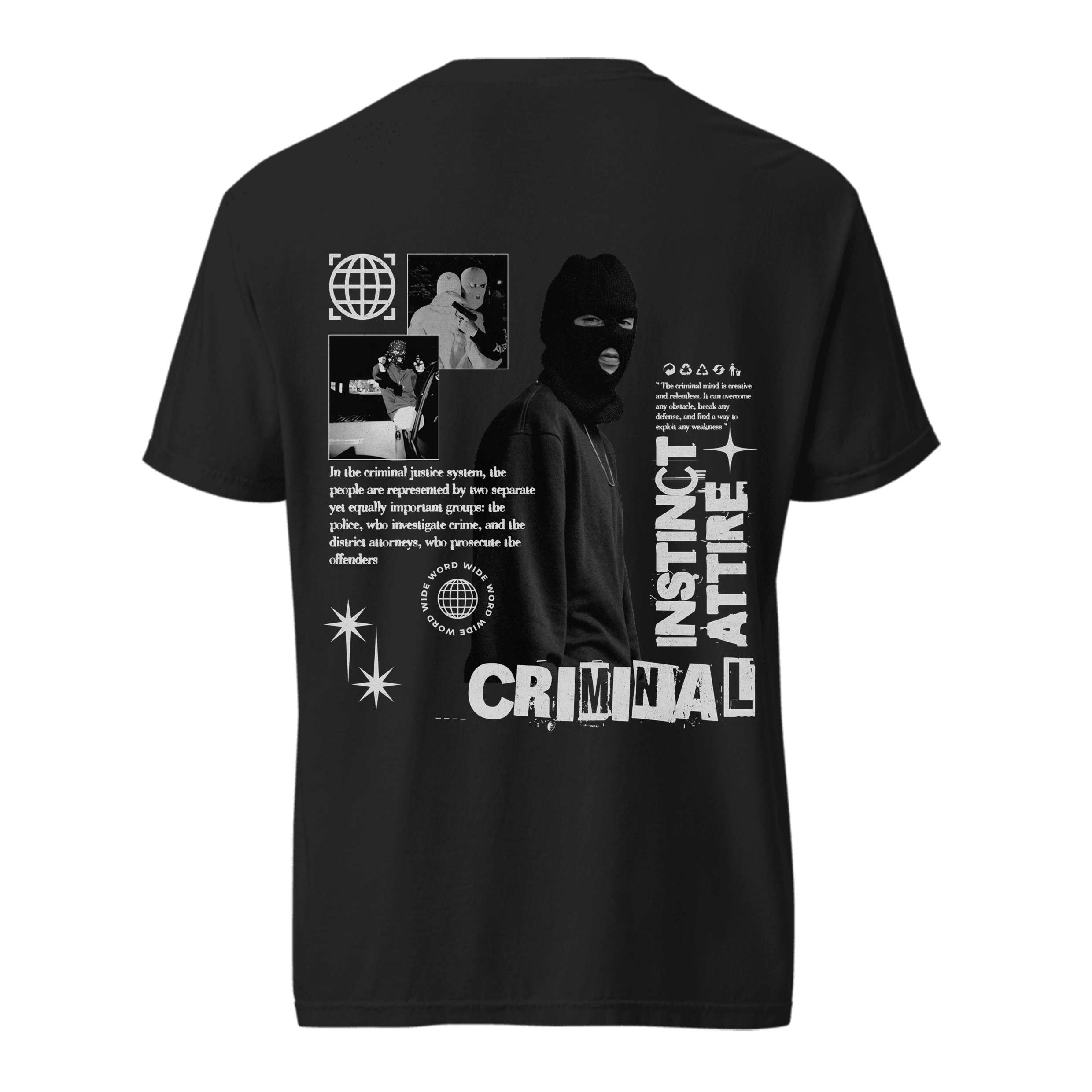 Criminal Instinct Streetwear Tee – Edgy Graphic Back Print Shirt