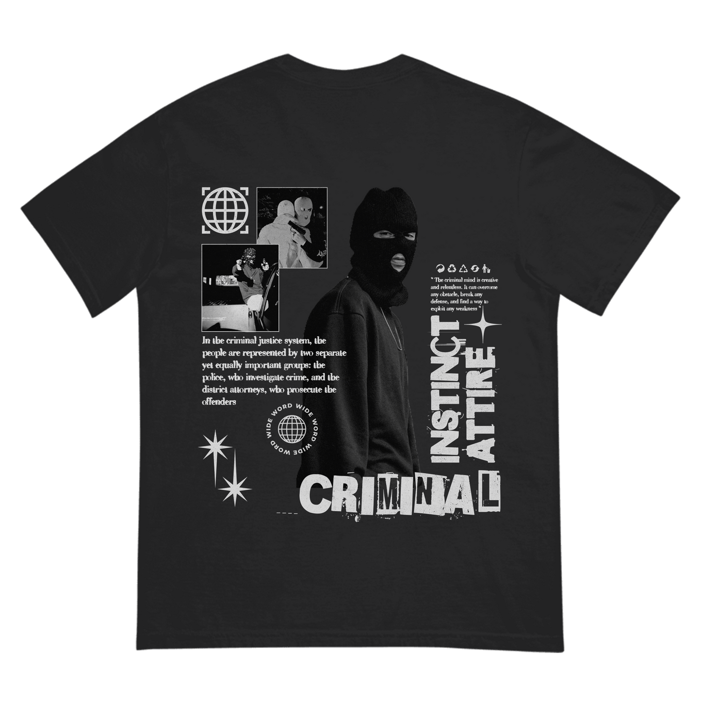Criminal Instinct Streetwear Tee – Edgy Graphic Back Print Shirt