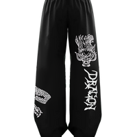 White Dragon Flame Baggy Pants – Bold Eastern-Inspired Streetwear