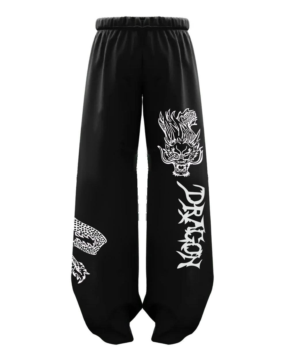 White Dragon Flame Baggy Pants – Bold Eastern-Inspired Streetwear