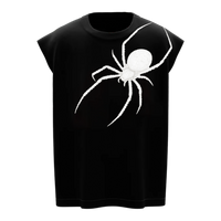 Men's Black Streetwear Gymvest – Oversized White Spider Graphic
