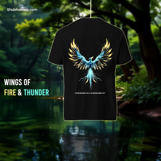 Wings of fire and thunder printed design - Oversized tees